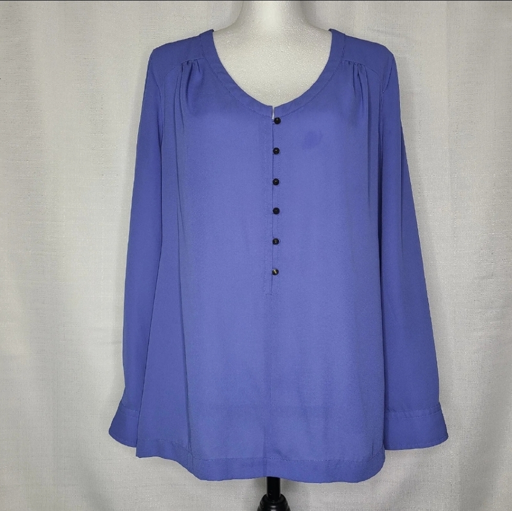 Soft Surroundings Long Sleeve Blouse Size Medium Purple Spiked Studded Buttons